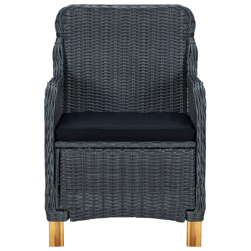 vidaXL Set mobilier exterior cu perne, 9 piese, gri închis, poliratan