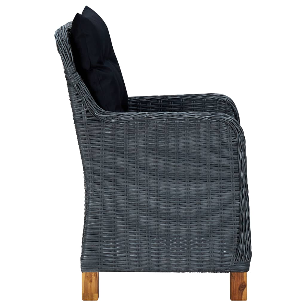 vidaXL Set mobilier exterior cu perne, 9 piese, gri închis, poliratan