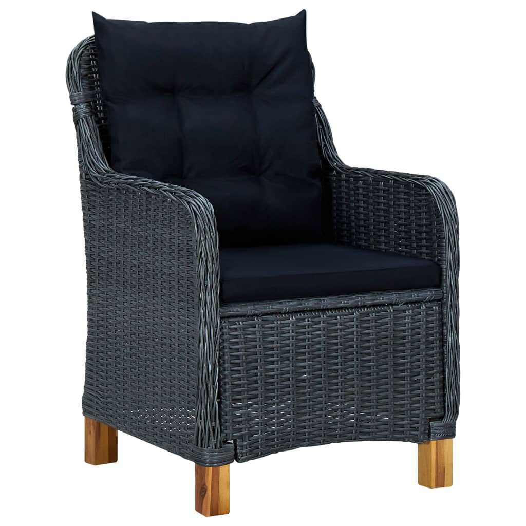 vidaXL Set mobilier exterior cu perne, 9 piese, gri închis, poliratan
