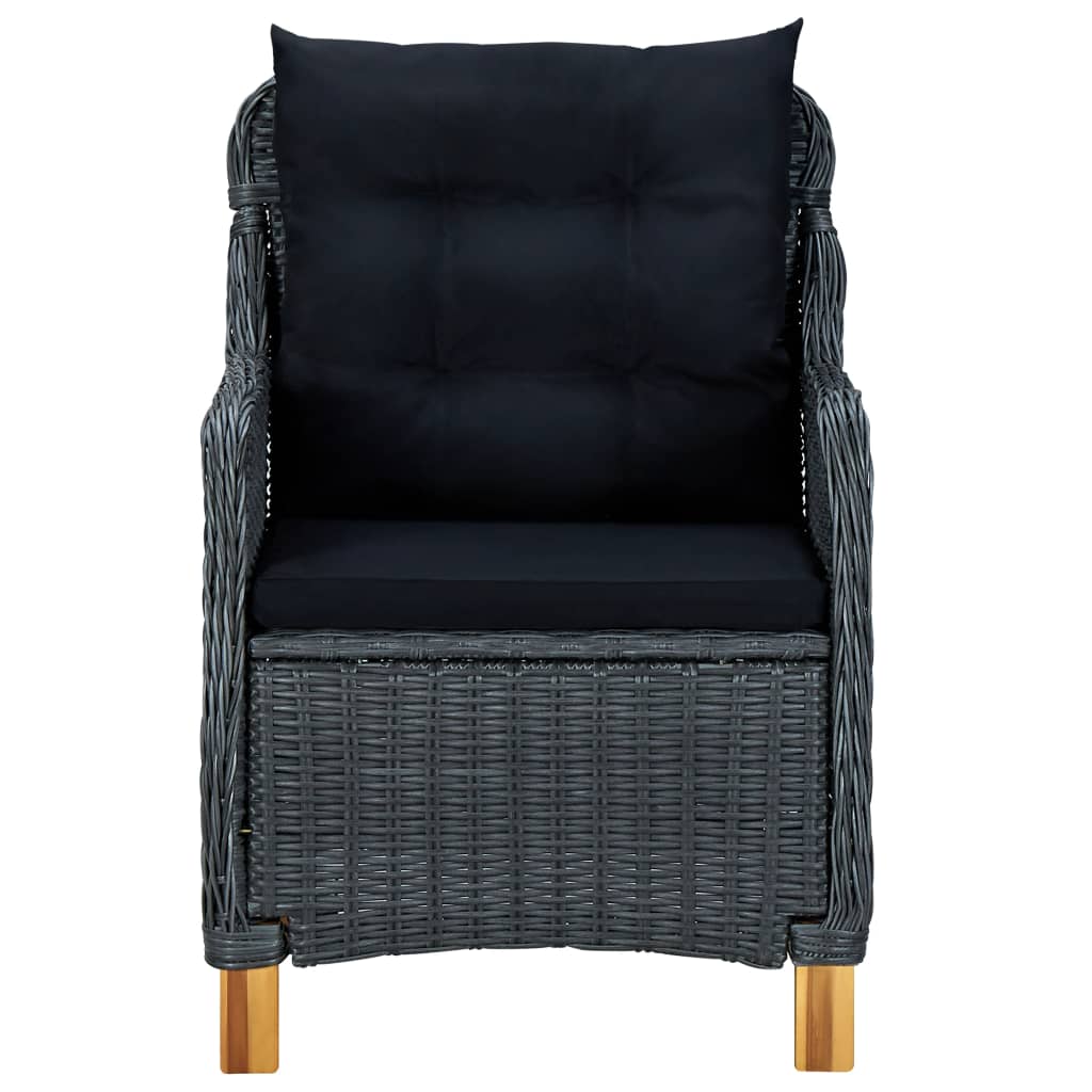 vidaXL Set mobilier exterior cu perne, 9 piese, gri închis, poliratan