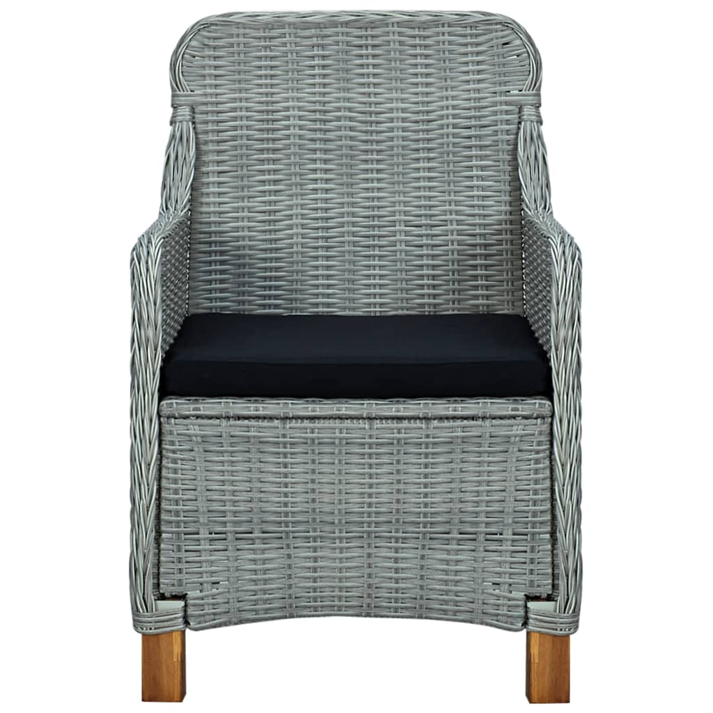 vidaXL Set mobilier exterior cu perne, 9 piese, gri deschis, poliratan