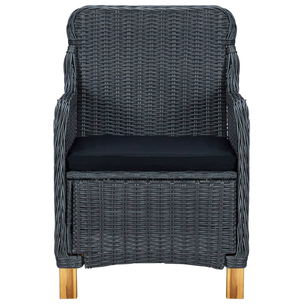 vidaXL Set mobilier grădină cu perne, 3 piese, gri închis, poliratan