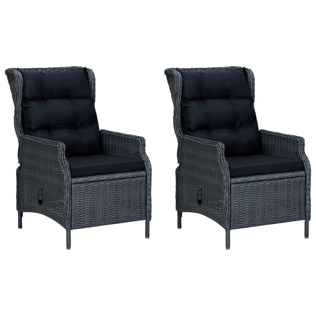 vidaXL Set mobilier exterior cu perne, 9 piese, gri închis, poliratan