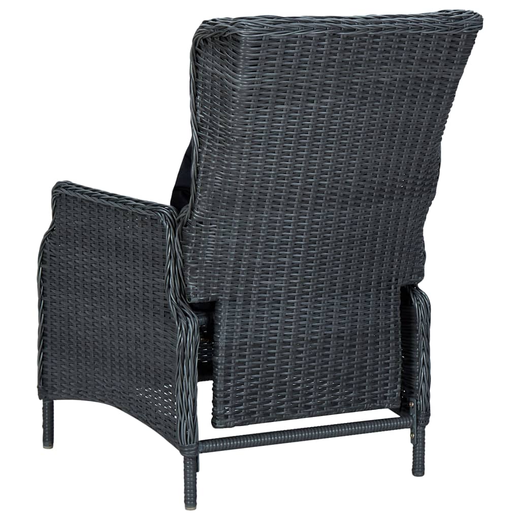 vidaXL Set mobilier exterior cu perne, 9 piese, gri închis, poliratan