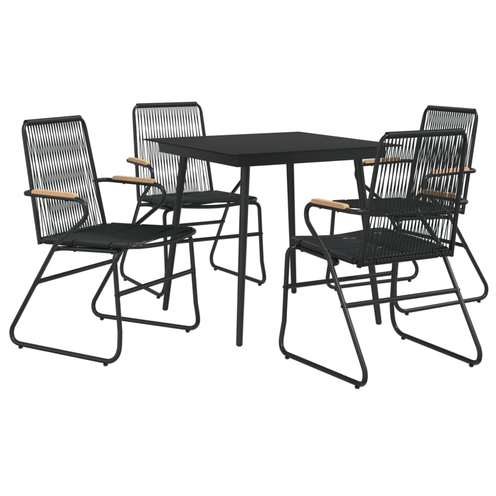 vidaXL Set mobilier de grădină, 5 piese, negru, ratan PVC