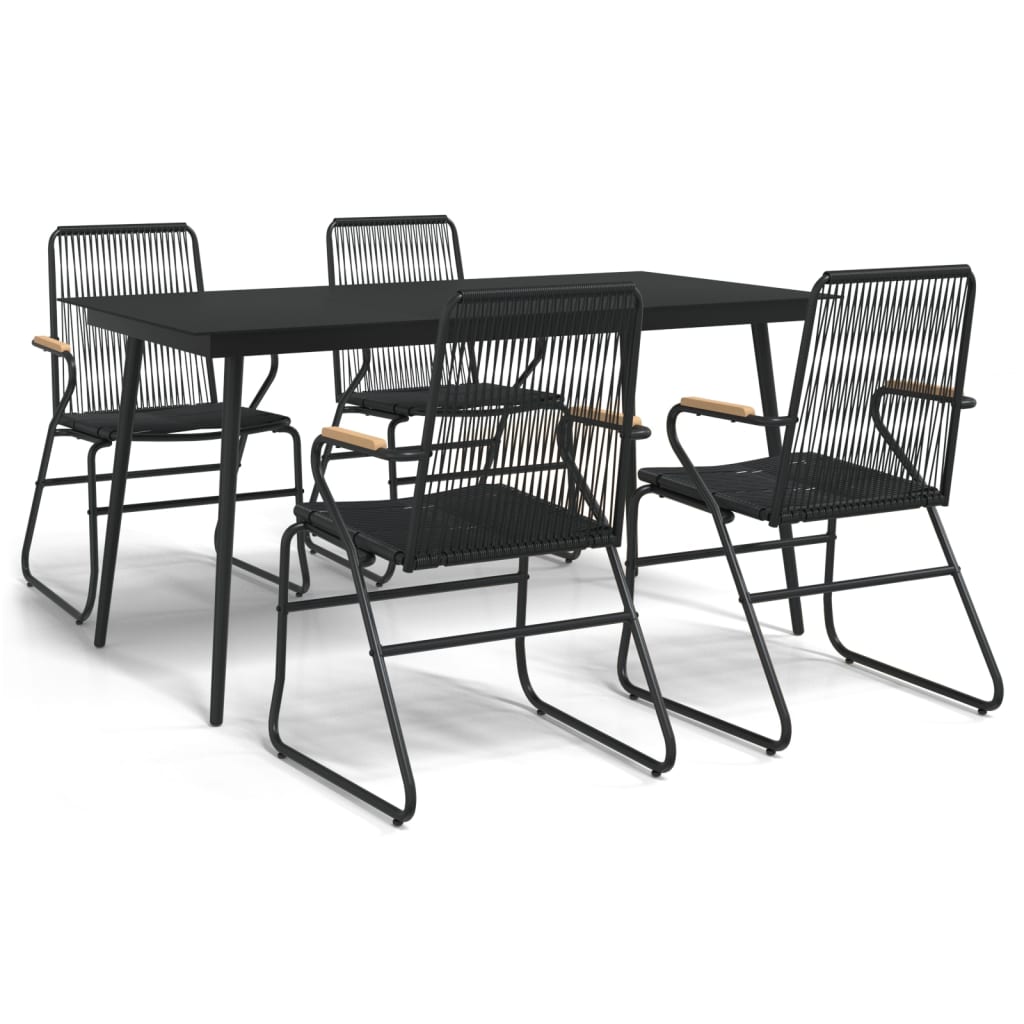 vidaXL Set mobilier de grădină, 5 piese, negru, ratan PVC