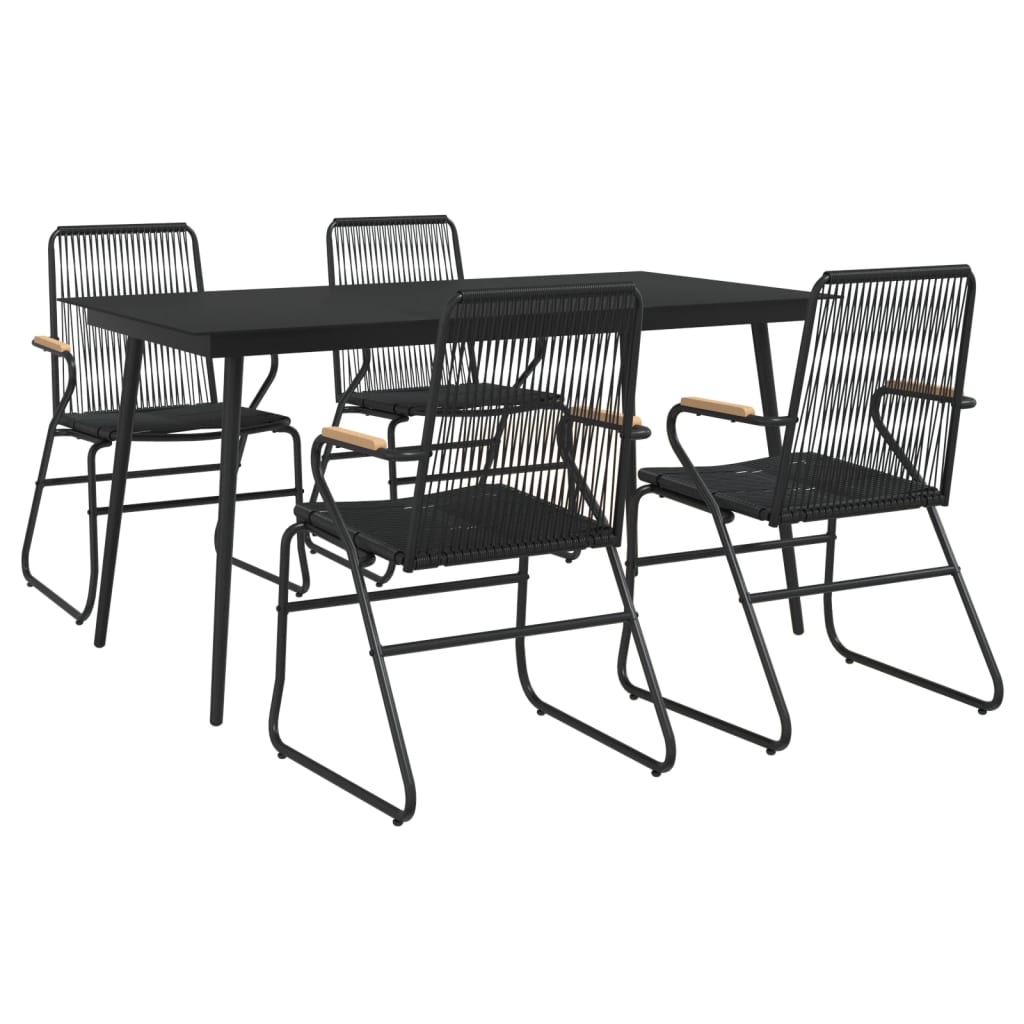 vidaXL Set mobilier de grădină, 5 piese, negru, ratan PVC