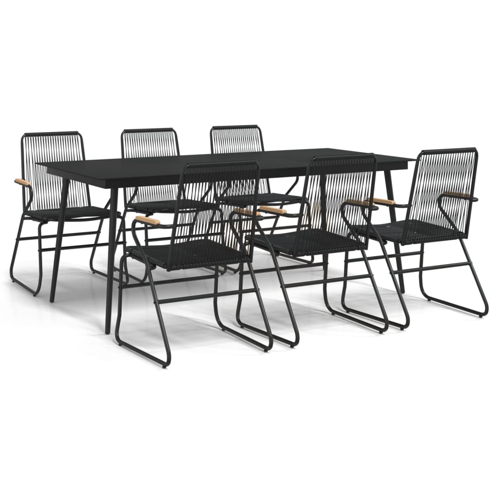 vidaXL Set mobilier de grădină, 7 piese, negru, ratan PVC