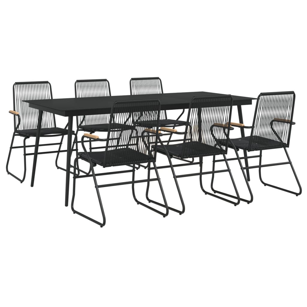 vidaXL Set mobilier de grădină, 7 piese, negru, ratan PVC