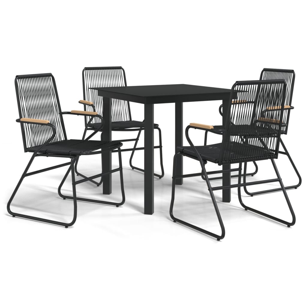 vidaXL Set mobilier de grădină, 5 piese, negru, ratan PVC