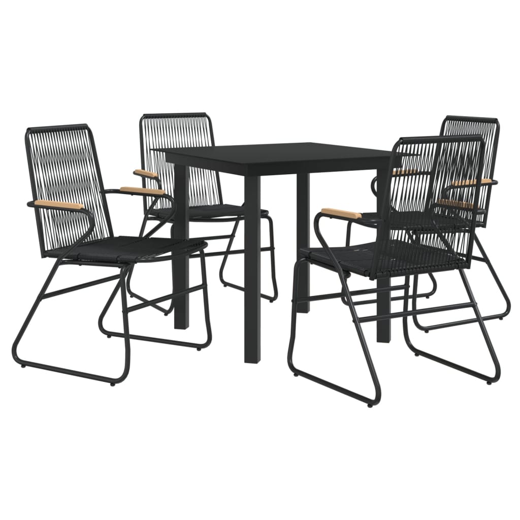 vidaXL Set mobilier de grădină, 5 piese, negru, ratan PVC