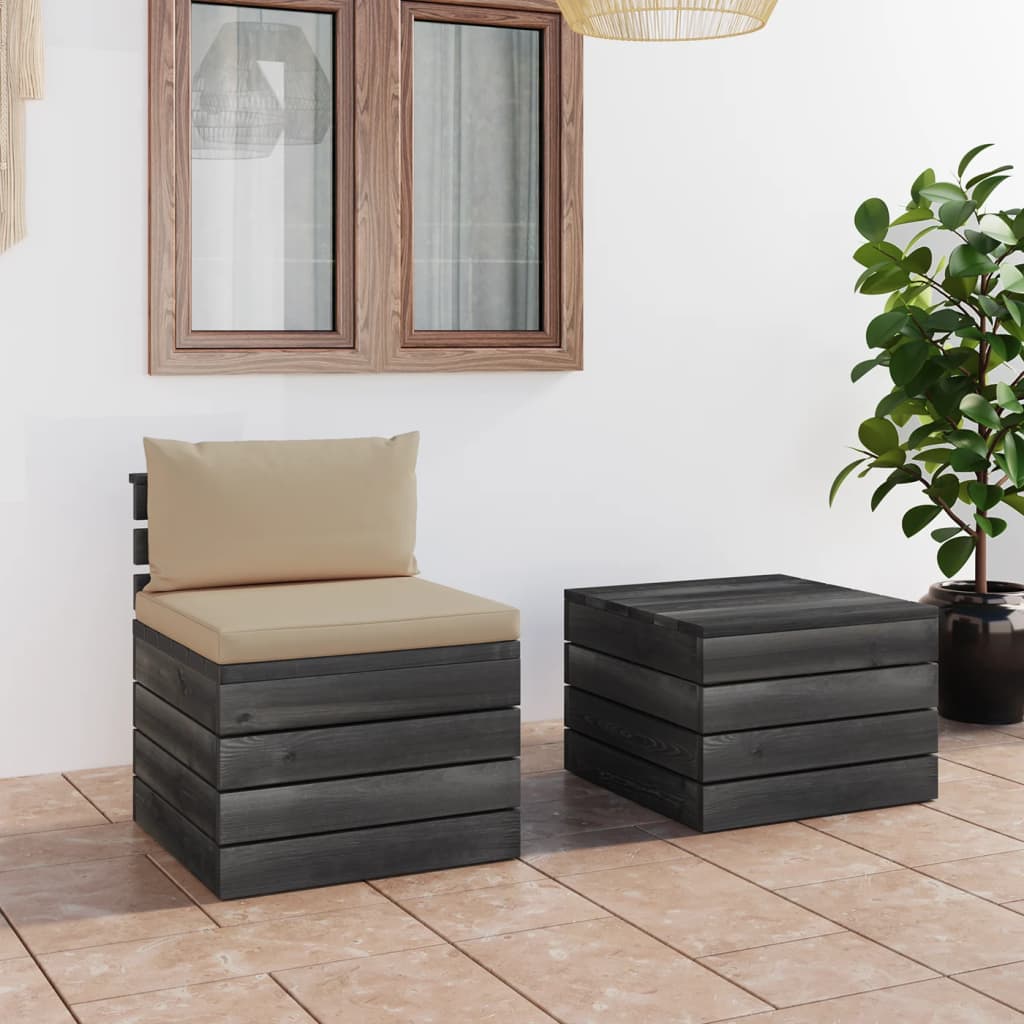 vidaXL Set mobilier grădină din paleți cu perne, 2 piese, lemn de pin vidaXL Set mobilier grădină din paleți cu perne, 2 piese, lemn de pin