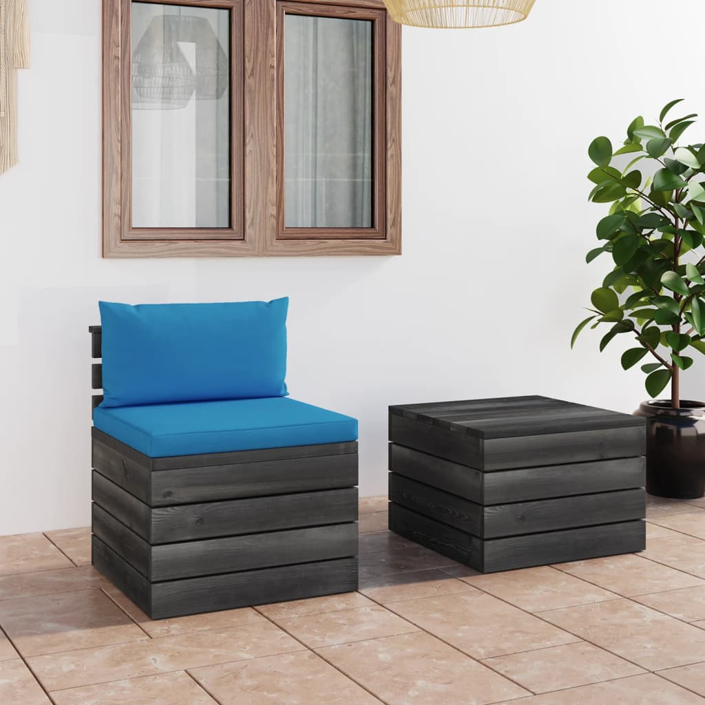 vidaXL Set mobilier grădină din paleți, 2 piese, cu perne, lemn de pin vidaXL Set mobilier grădină din paleți, 2 piese, cu perne, lemn de pin
