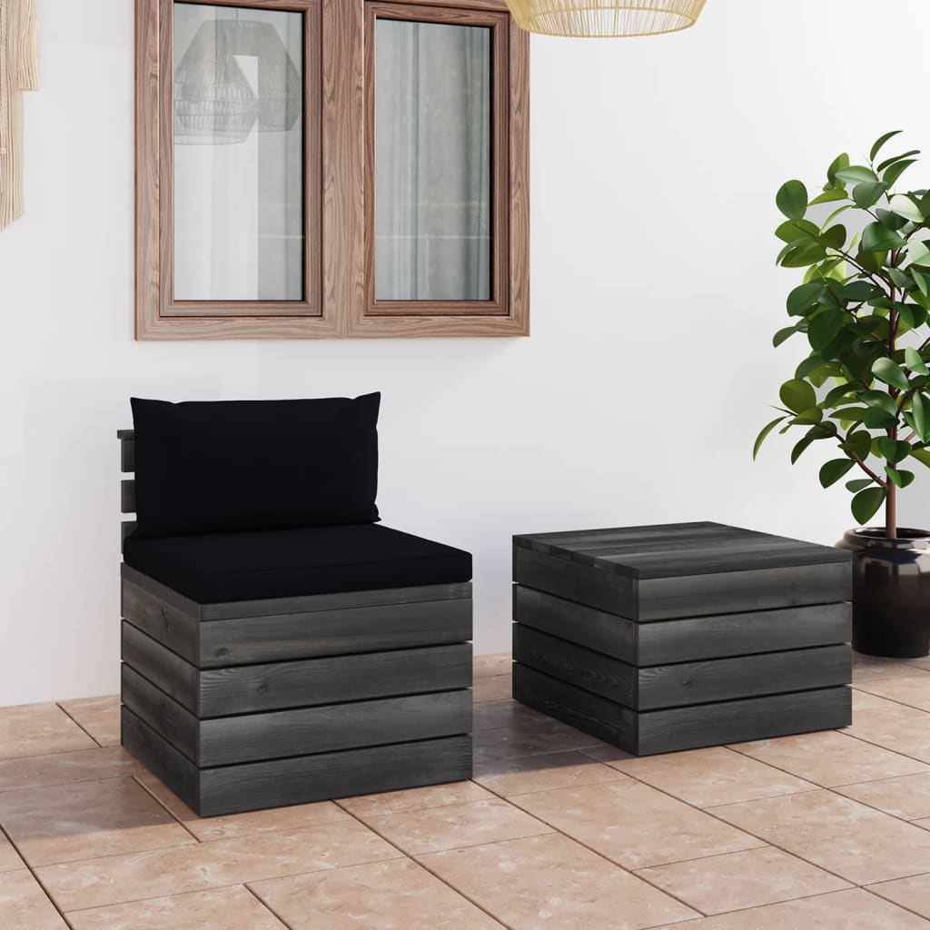 vidaXL Set mobilier grădină din paleți, 2 piese, cu perne, lemn de pin vidaXL Set mobilier grădină din paleți, 2 piese, cu perne, lemn de pin