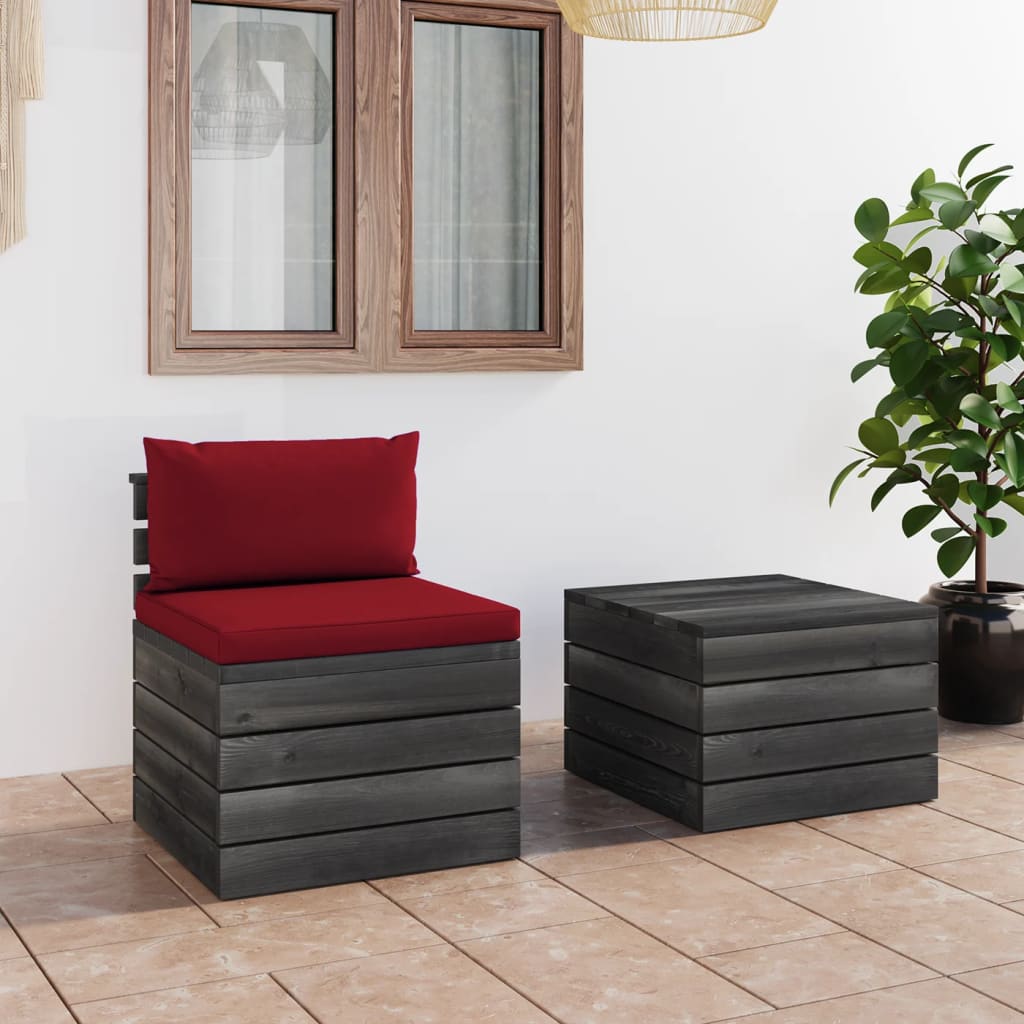 vidaXL Set mobilier grădină din paleți, 2 piese, cu perne, lemn de pin vidaXL Set mobilier grădină din paleți, 2 piese, cu perne, lemn de pin