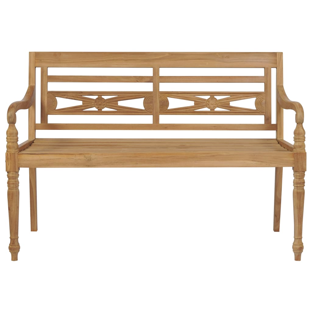 vidaXL Bancă Batavia cu pernă crem, 120 cm, lemn masiv tec vidaXL Bancă Batavia cu pernă crem, 120 cm, lemn masiv tec