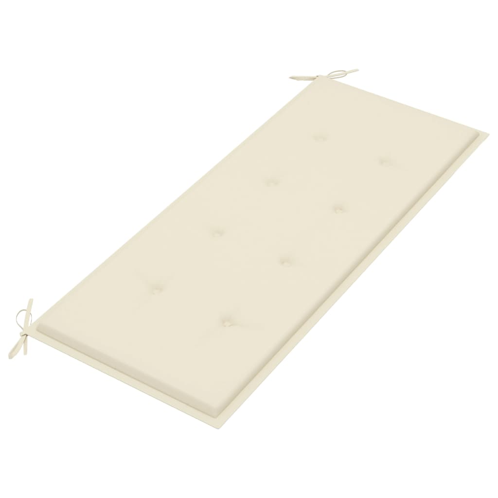 vidaXL Bancă Batavia cu pernă crem, 120 cm, lemn masiv tec vidaXL Bancă Batavia cu pernă crem, 120 cm, lemn masiv tec