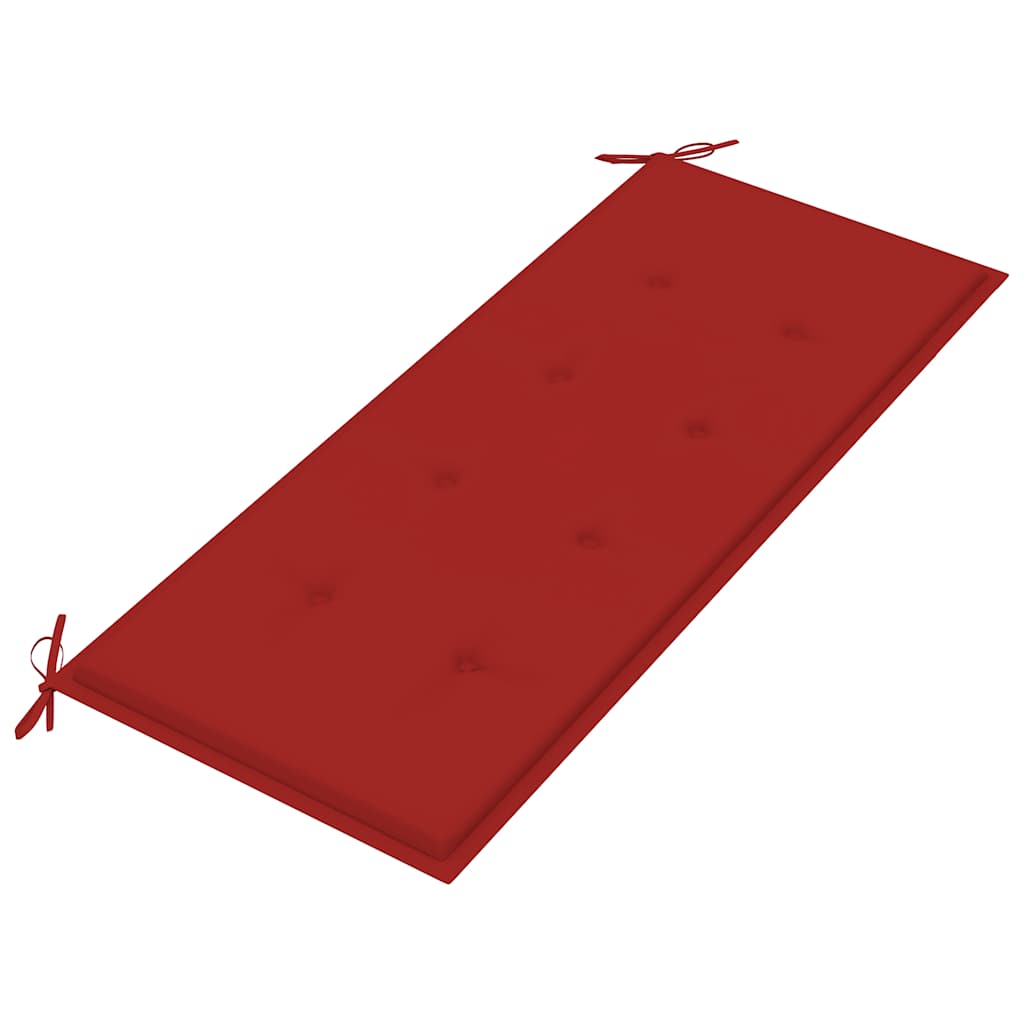 vidaXL Bancă Batavia cu pernă roșie, 120 cm, lemn masiv de tec vidaXL Bancă Batavia cu pernă roșie, 120 cm, lemn masiv de tec