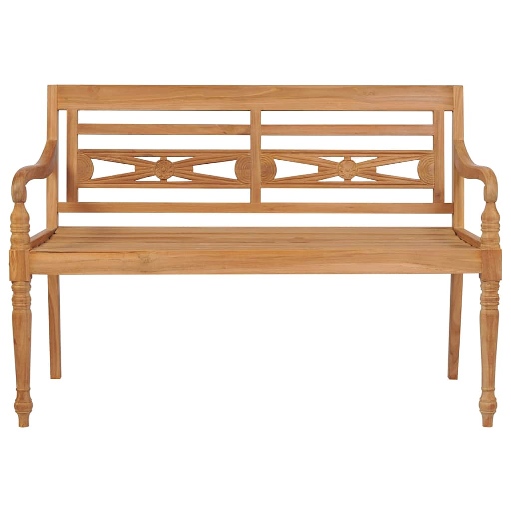 vidaXL Bancă Batavia cu pernă gri model carouri 120 cm lemn masiv tec vidaXL Bancă Batavia cu pernă gri model carouri 120 cm lemn masiv tec