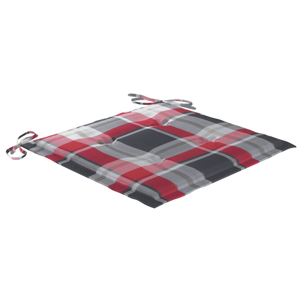 vidaXL Scaune grădină perne roșii model carouri, 2 buc. lemn masiv tec