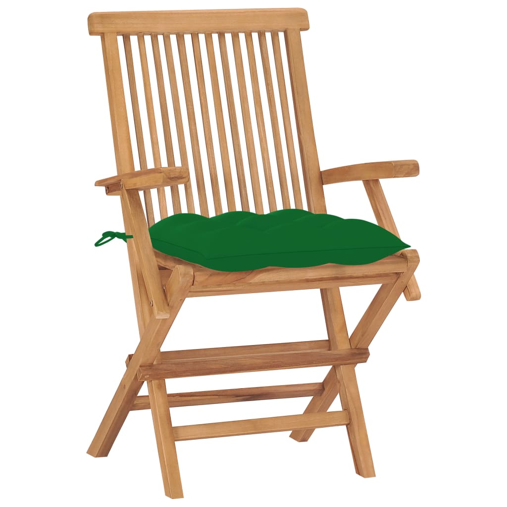 vidaXL Scaune grădină cu perne, 2 buc., verde, lemn masiv tec vidaXL Scaune grădină cu perne, 2 buc., verde, lemn masiv tec