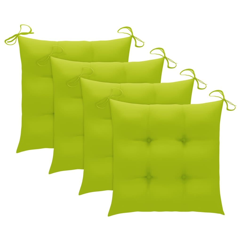 vidaXL Scaune de grădină cu perne verde aprins, 3 buc., lemn masiv tec vidaXL Scaune de grădină cu perne verde aprins, 3 buc., lemn masiv tec