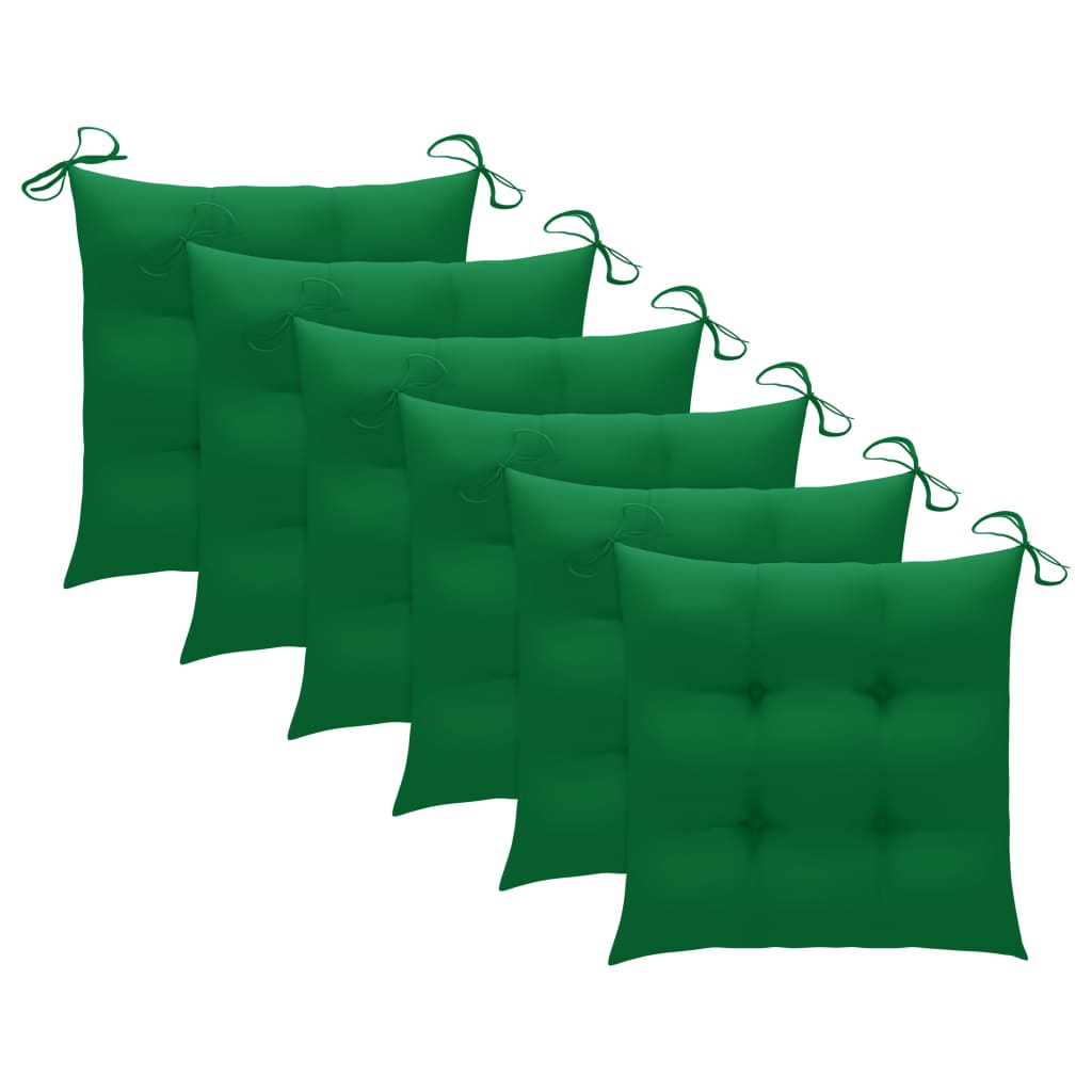 vidaXL Scaune de grădină cu perne, 6 buc., verde, lemn masiv de tec vidaXL Scaune de grădină cu perne, 6 buc., verde, lemn masiv de tec