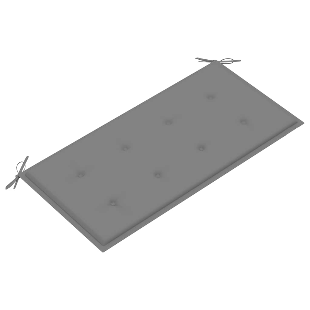 vidaXL Bancă de grădină, cu pernă gri, 112 cm, lemn masiv de tec