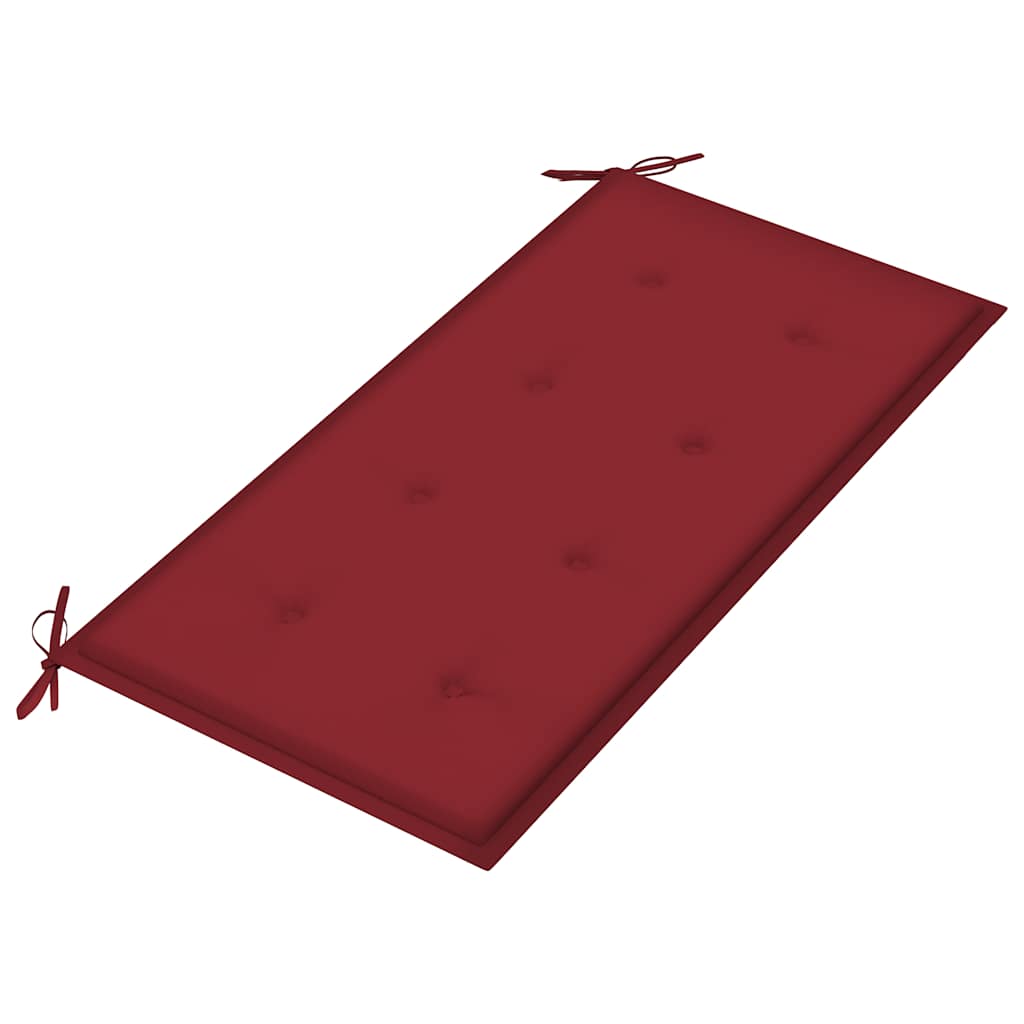 vidaXL Bancă de grădină, pernă roșu vin, 112 cm, lemn masiv de tec vidaXL Bancă de grădină, pernă roșu vin, 112 cm, lemn masiv de tec