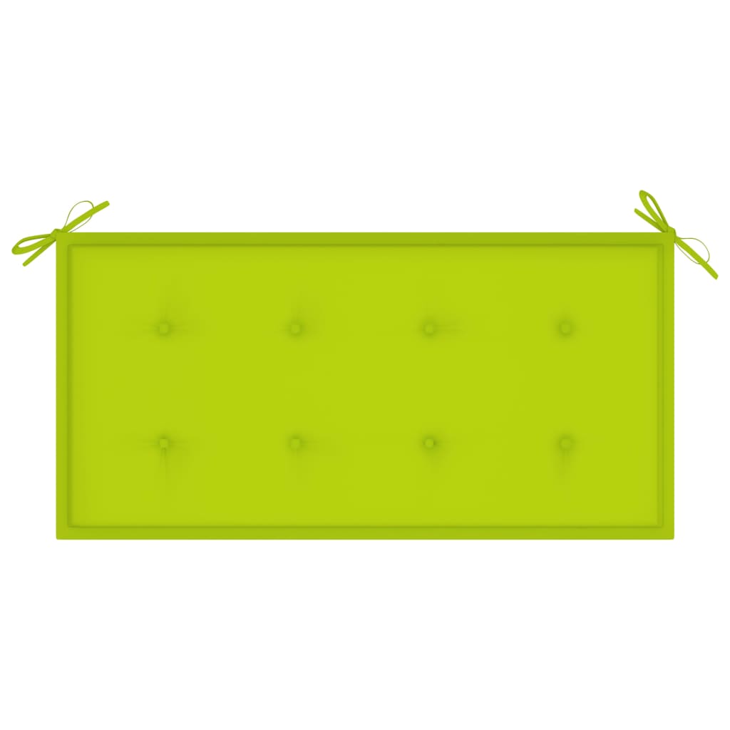 vidaXL Bancă grădină, pernă verde, 112 cm, lemn masiv tec