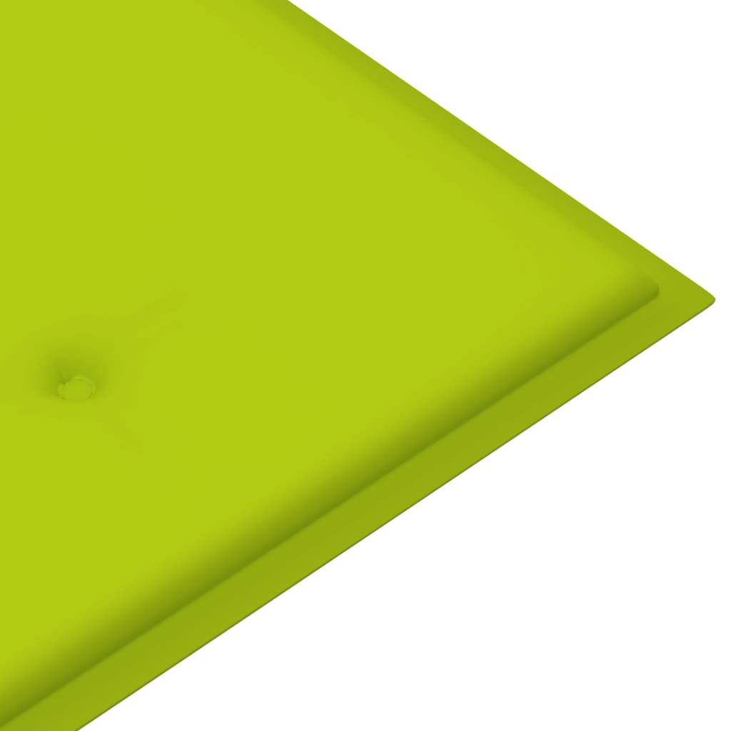 vidaXL Bancă grădină, pernă verde, 112 cm, lemn masiv tec