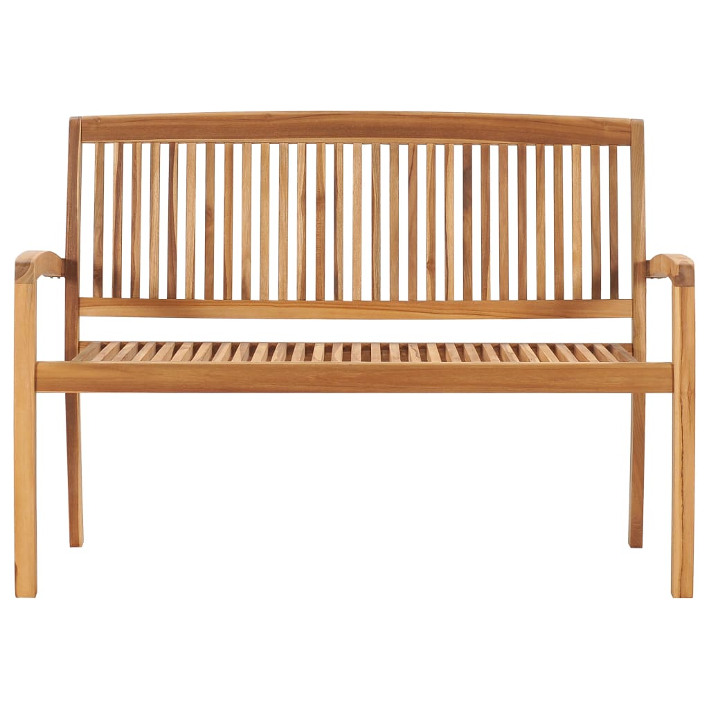 vidaXL Bancă de grădină stivuibilă cu pernă, 128,5 cm, lemn masiv tec
