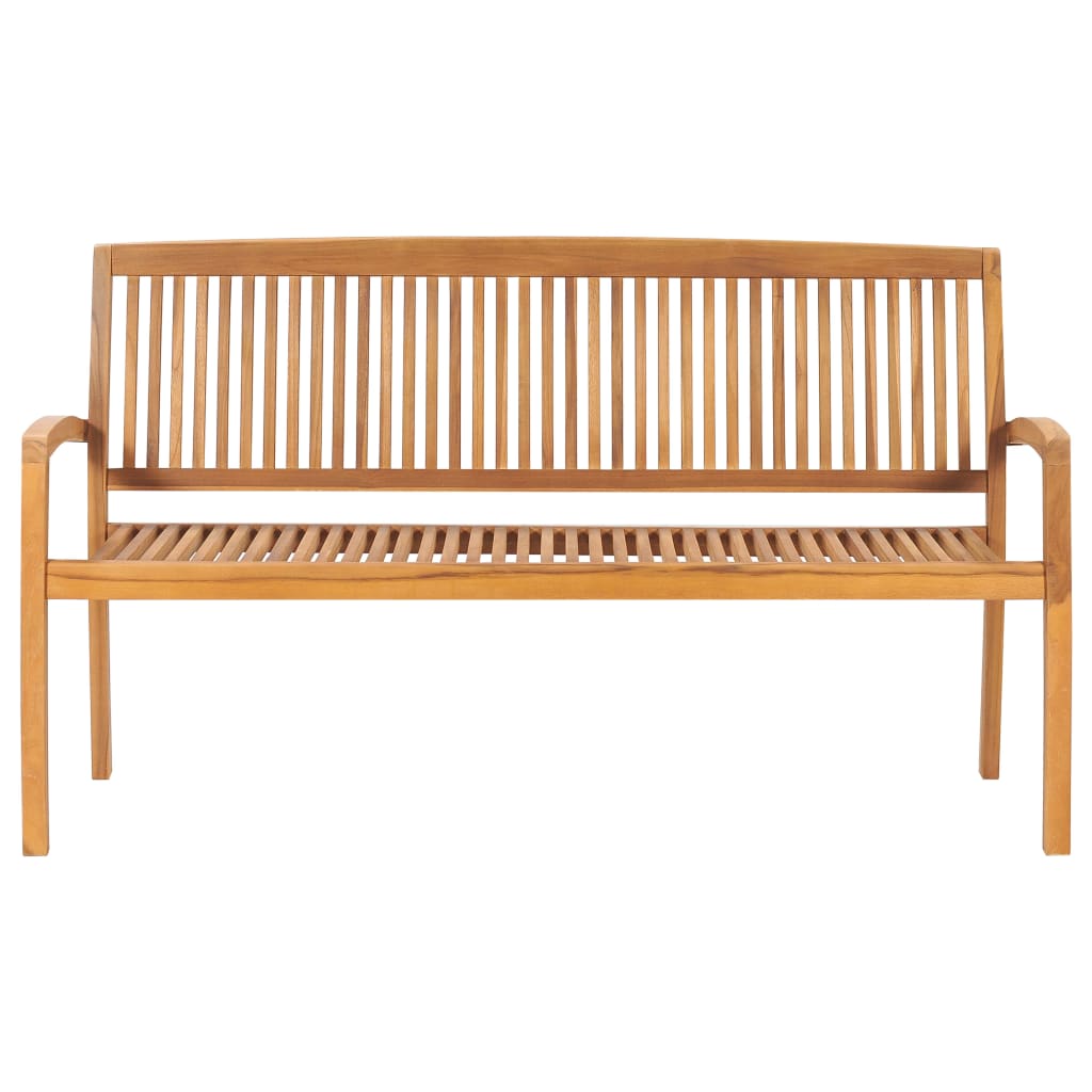 vidaXL Bancă de grădină stivuibilă cu pernă, 159 cm, lemn masiv tec