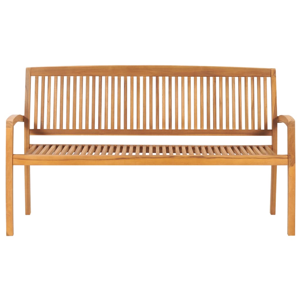 vidaXL Bancă de grădină stivuibilă cu pernă, 159 cm, lemn masiv tec