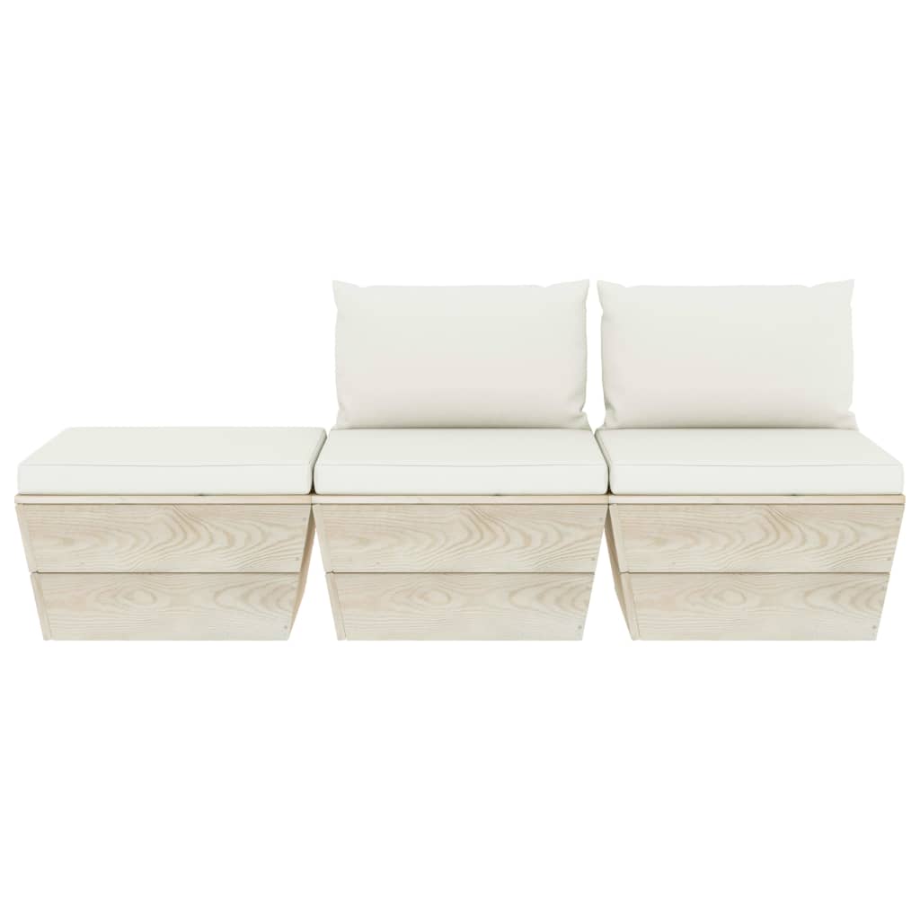vidaXL Set mobilier grădină din paleți, cu perne, 3 piese, lemn molid vidaXL Set mobilier grădină din paleți, cu perne, 3 piese, lemn molid