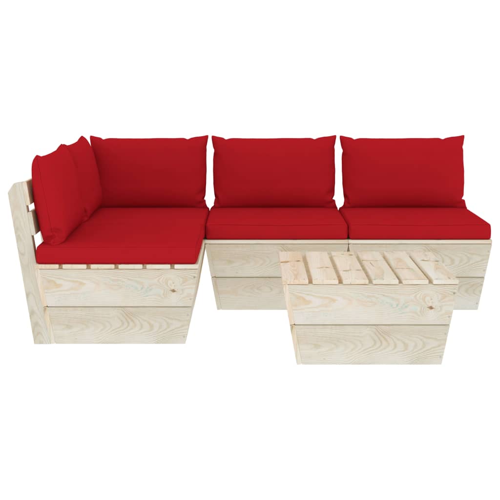 vidaXL Set mobilier grădină din paleți cu perne, 5 piese, lemn molid vidaXL Set mobilier grădină din paleți cu perne, 5 piese, lemn molid