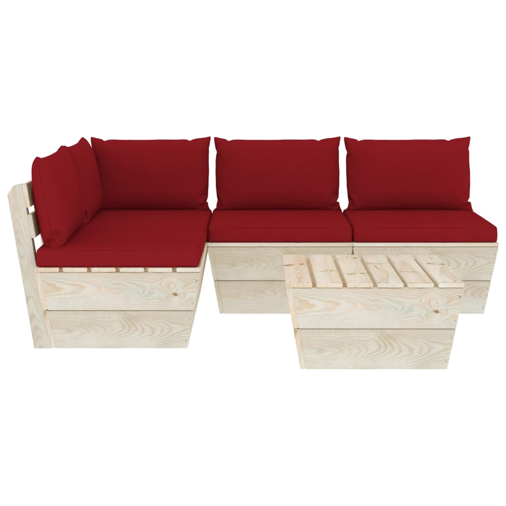 vidaXL Set mobilier grădină din paleți cu perne, 5 piese, lemn molid vidaXL Set mobilier grădină din paleți cu perne, 5 piese, lemn molid