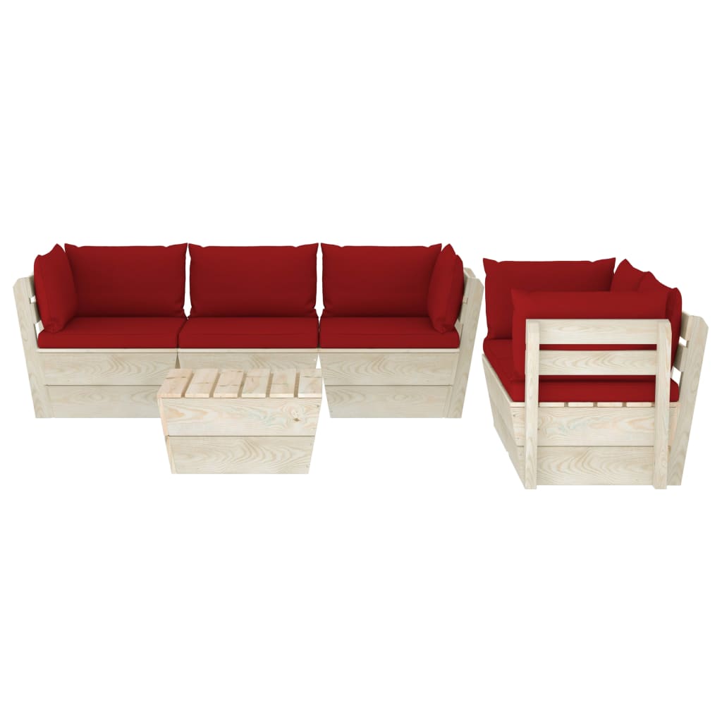 vidaXL Set mobilier grădină din paleți, 6 piese, cu perne, lemn molid vidaXL Set mobilier grădină din paleți, 6 piese, cu perne, lemn molid