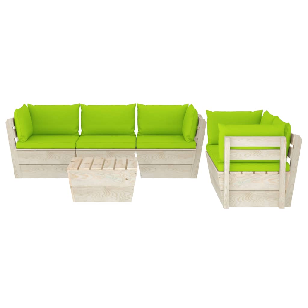 vidaXL Set mobilier grădină din paleți, 6 piese, cu perne, lemn molid vidaXL Set mobilier grădină din paleți, 6 piese, cu perne, lemn molid
