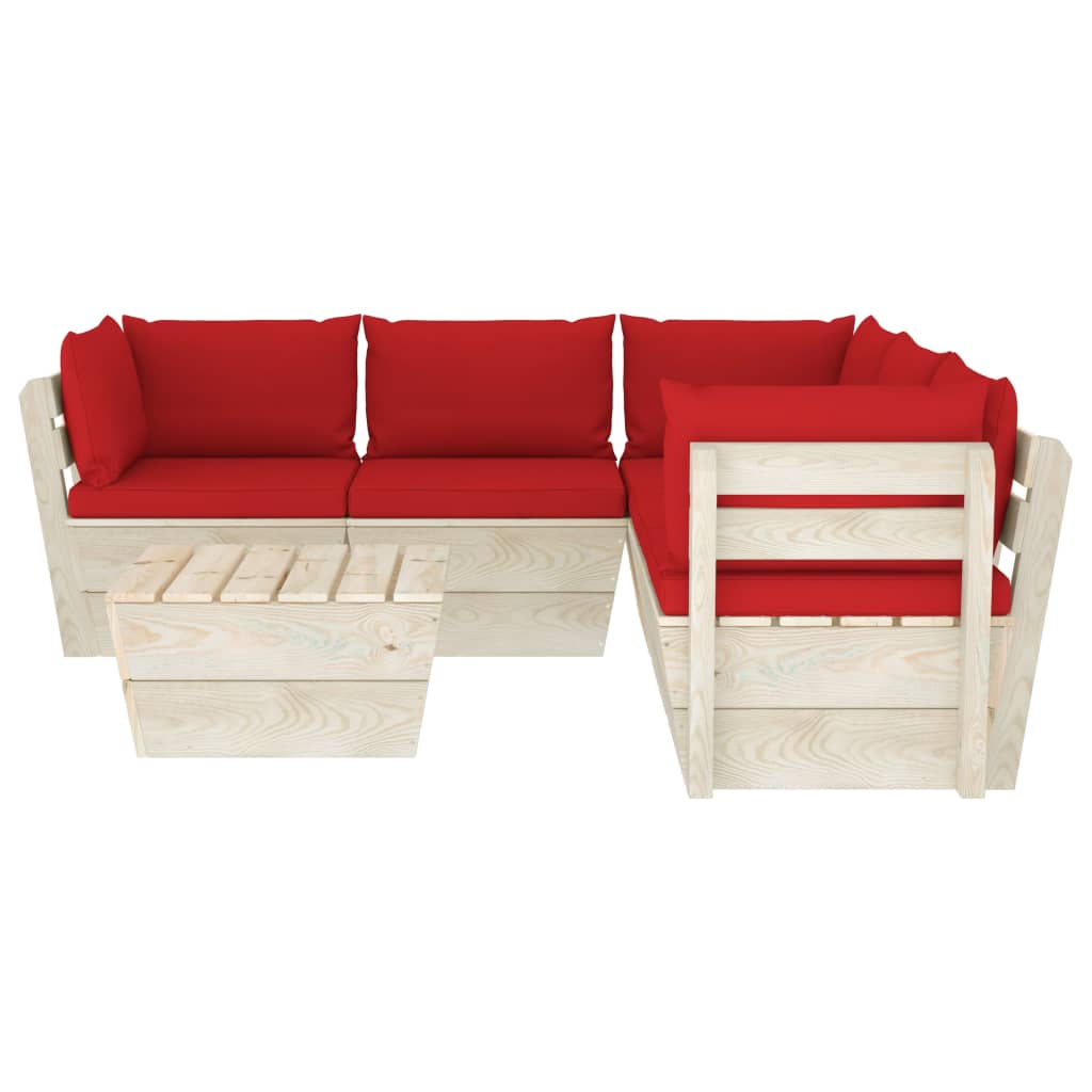 vidaXL Set mobilier grădină din paleți cu perne, 6 piese, lemn molid vidaXL Set mobilier grădină din paleți cu perne, 6 piese, lemn molid