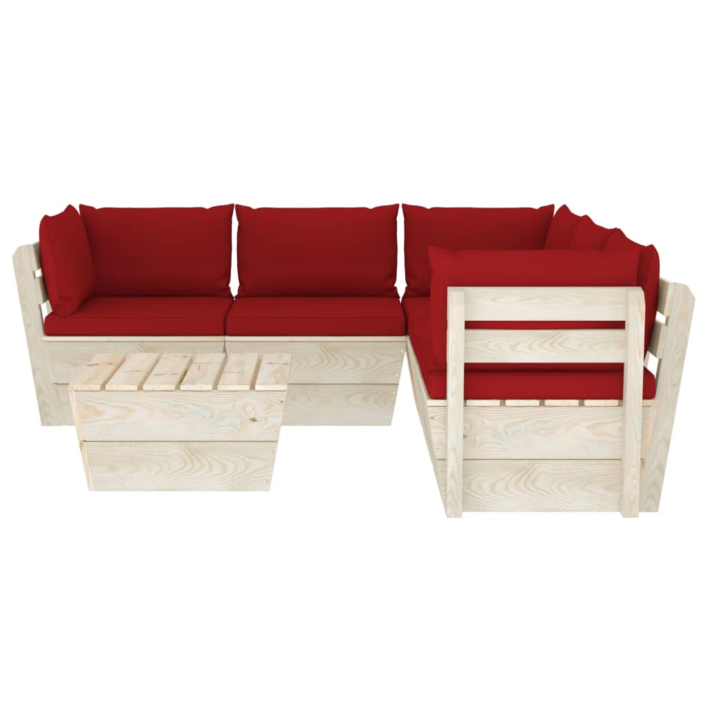 vidaXL Set mobilier grădină din paleți cu perne, 6 piese, lemn molid vidaXL Set mobilier grădină din paleți cu perne, 6 piese, lemn molid