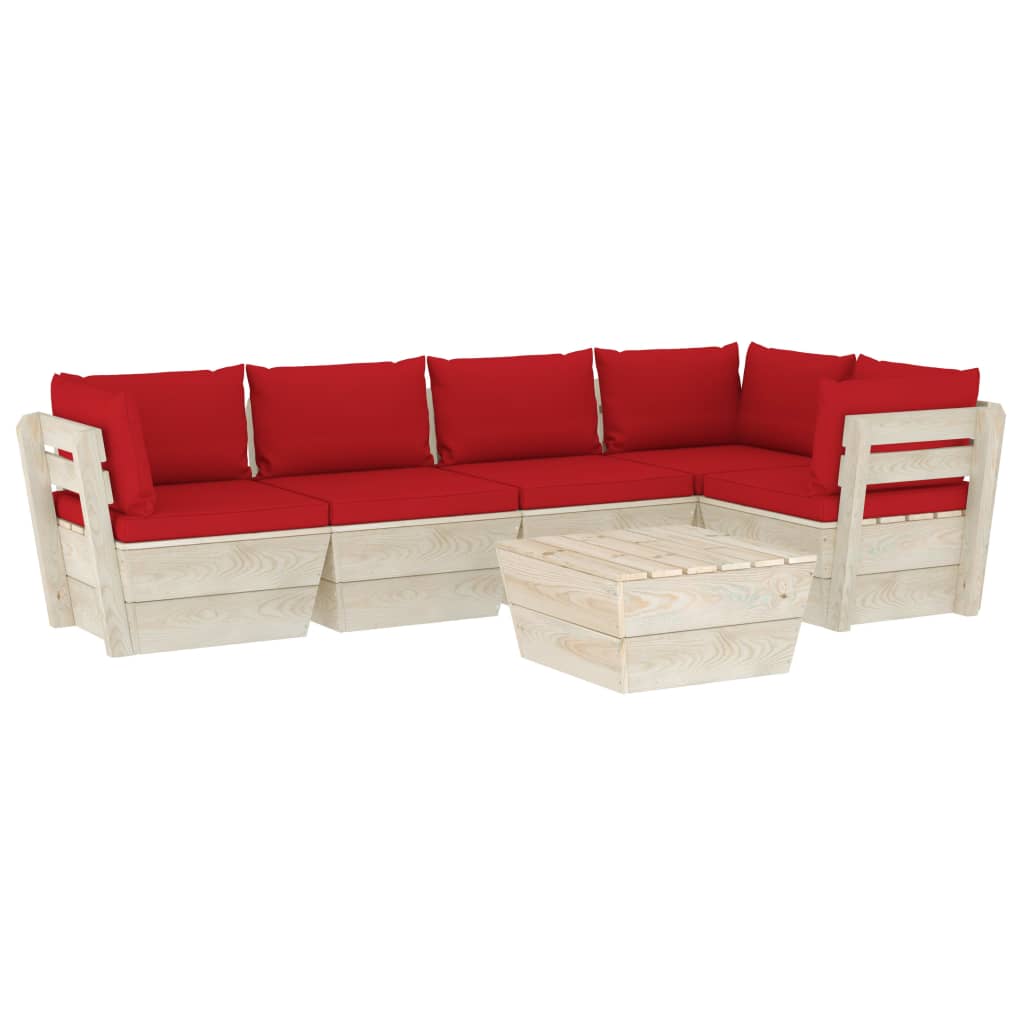 vidaXL Set mobilier grădină din paleți cu perne, 6 piese, lemn molid vidaXL Set mobilier grădină din paleți cu perne, 6 piese, lemn molid