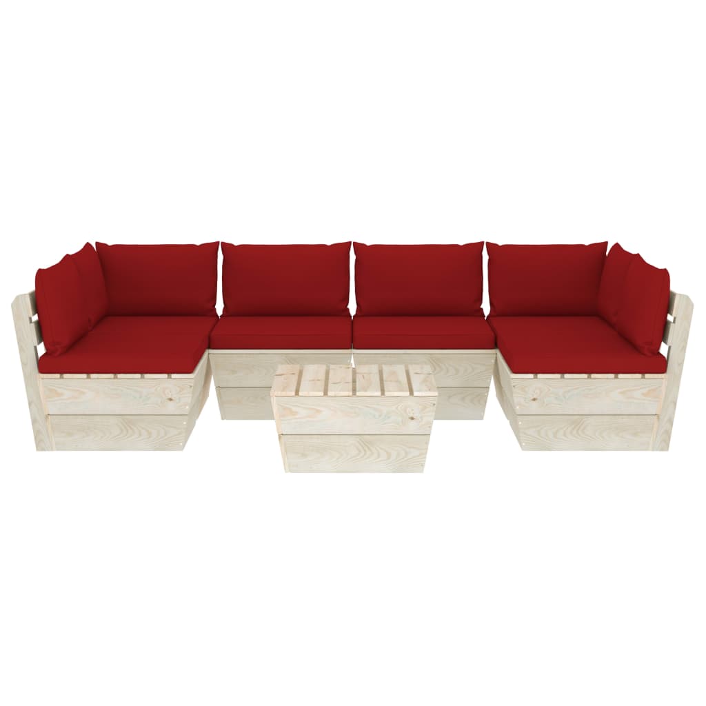 vidaXL Set mobilier grădină din paleți, 7 piese, cu perne, lemn molid vidaXL Set mobilier grădină din paleți, 7 piese, cu perne, lemn molid