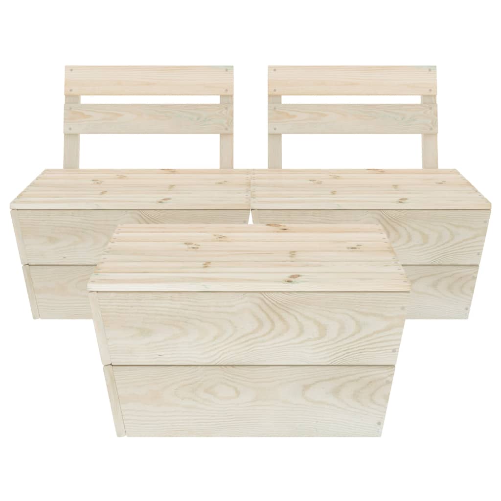 vidaXL Set mobilier grădină din paleți, 3 piese, lemn de molid tratat vidaXL Set mobilier grădină din paleți, 3 piese, lemn de molid tratat