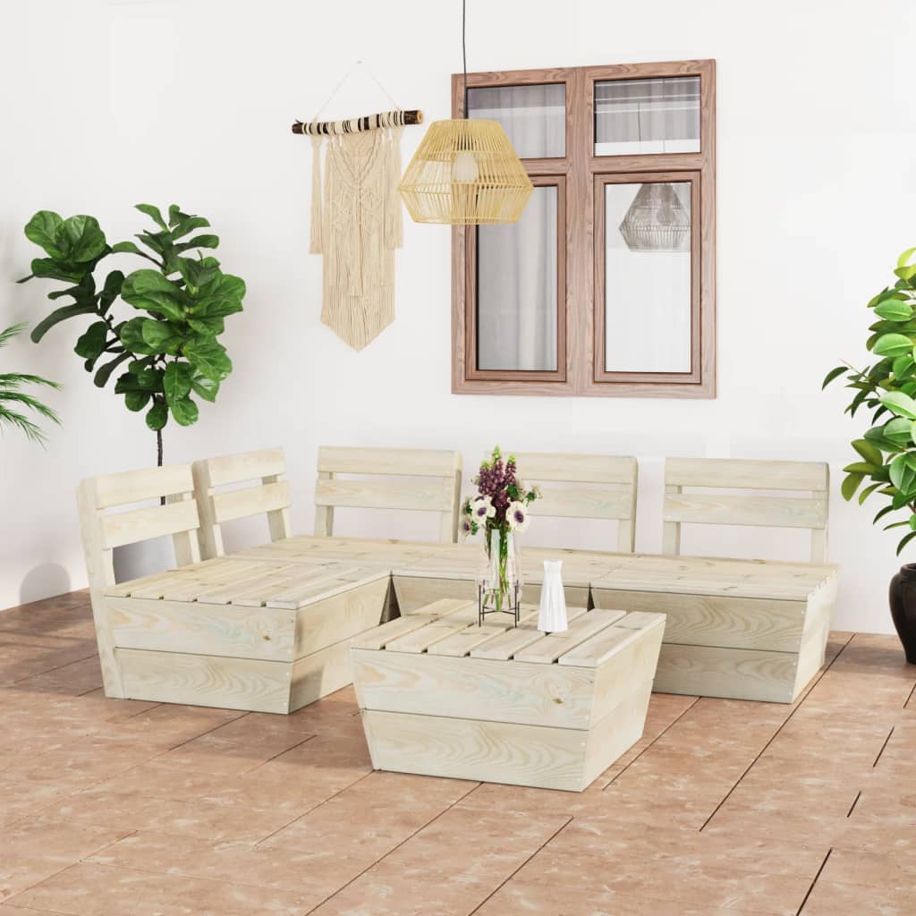 vidaXL Set mobilier grădină din paleți, 5 piese, lemn de molid tratat vidaXL Set mobilier grădină din paleți, 5 piese, lemn de molid tratat