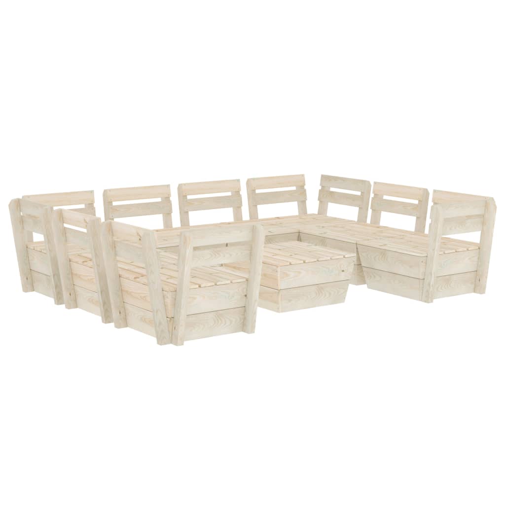 vidaXL Set mobilier grădină din paleți, 9 piese, lemn de molid tratat vidaXL Set mobilier grădină din paleți, 9 piese, lemn de molid tratat