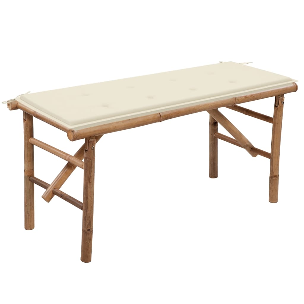 vidaXL Bancă de grădină pliabilă cu pernă, 118 cm, bambus