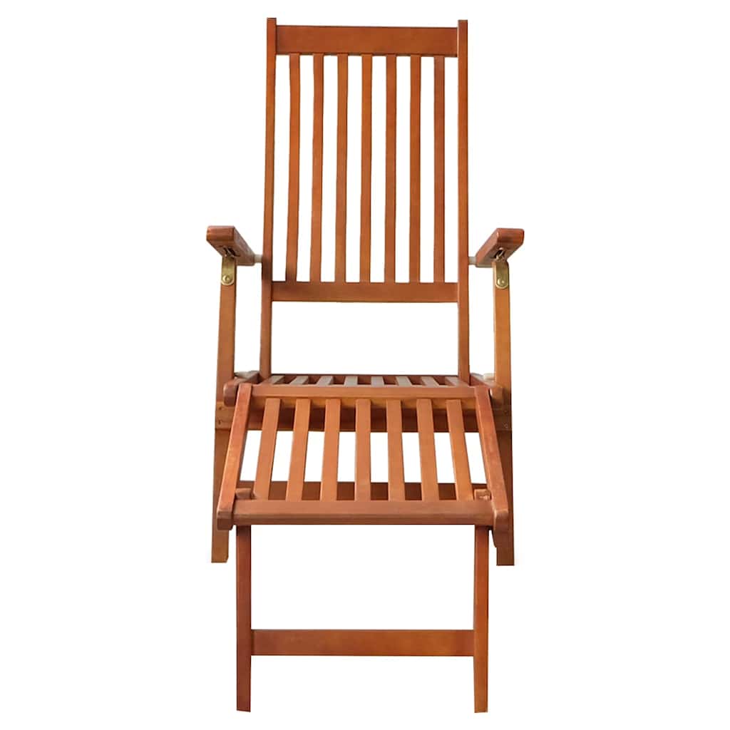 vidaXL Șezlong de exterior, suport picioare și pernă, lemn de acacia