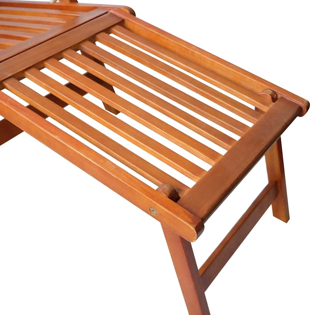 vidaXL Șezlong de exterior, suport picioare și pernă, lemn de acacia