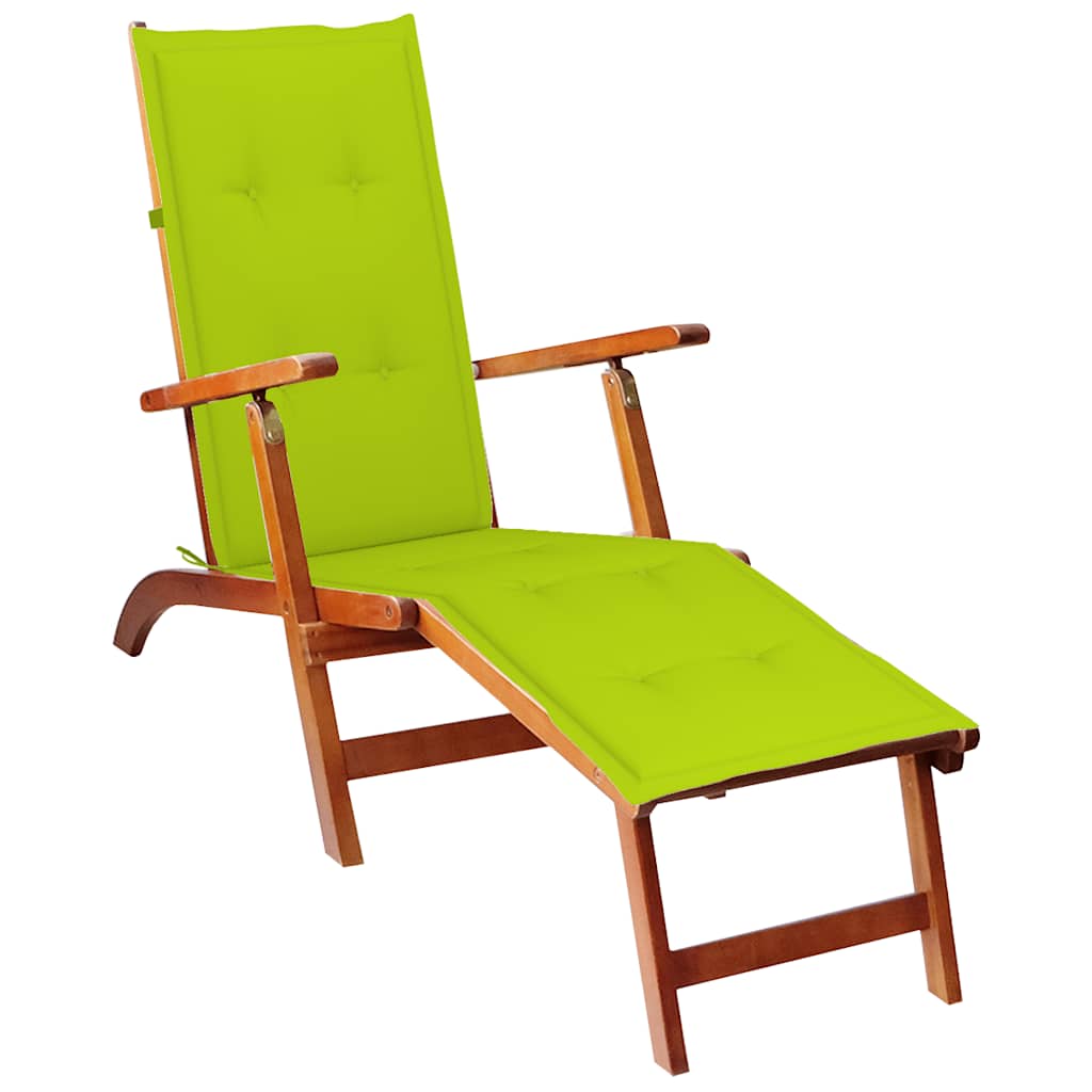 vidaXL Șezlong exterior, suport picioare și pernă, lemn masiv acacia vidaXL Șezlong exterior, suport picioare și pernă, lemn masiv acacia